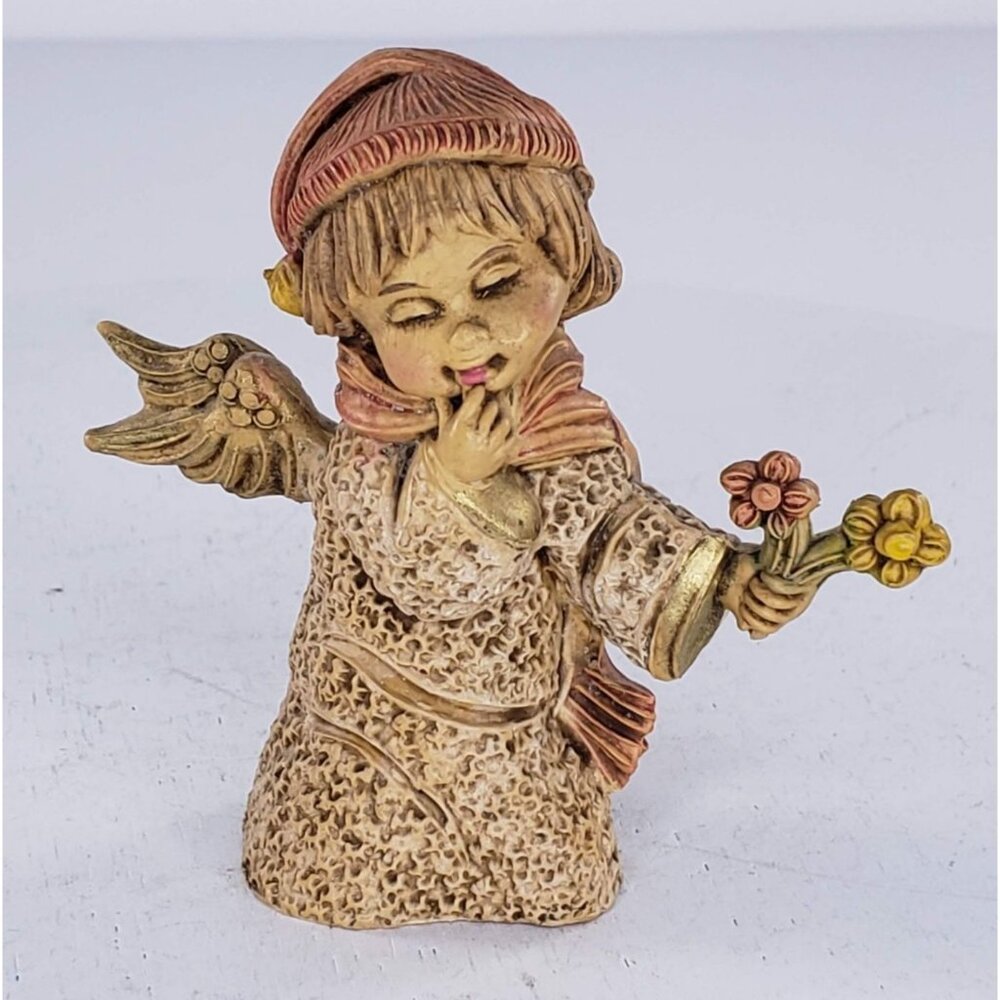 Vintage Italy Angel Ornament Holding Flowers Figurine